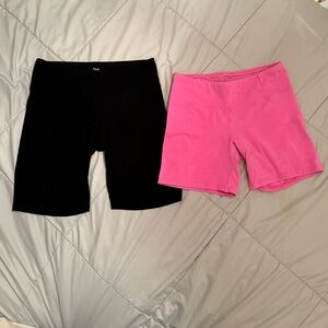 TNA XS NEON PINK & BLACK BIKER SHORT SET